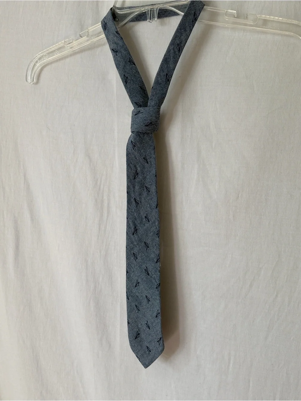 Paper Airplane Skinny Tie Old Navy Blue Cotton XL 14-16